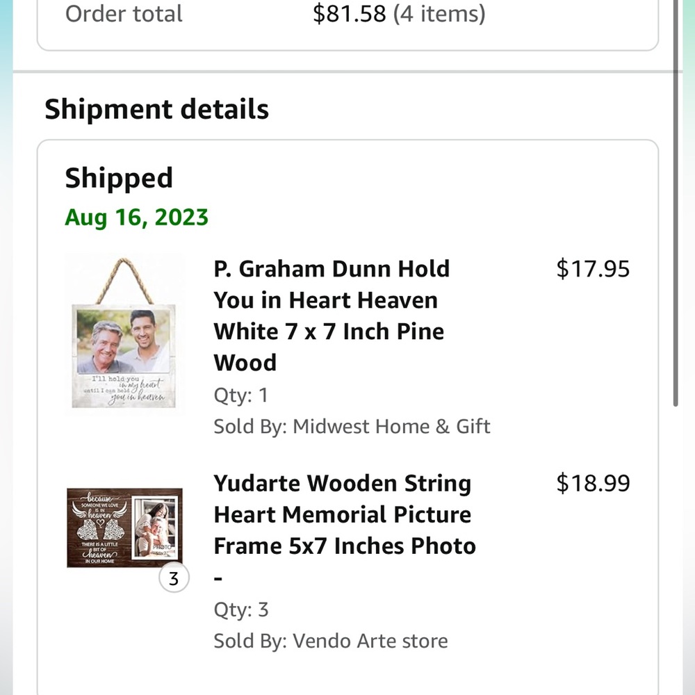 Set of four Memorial frames